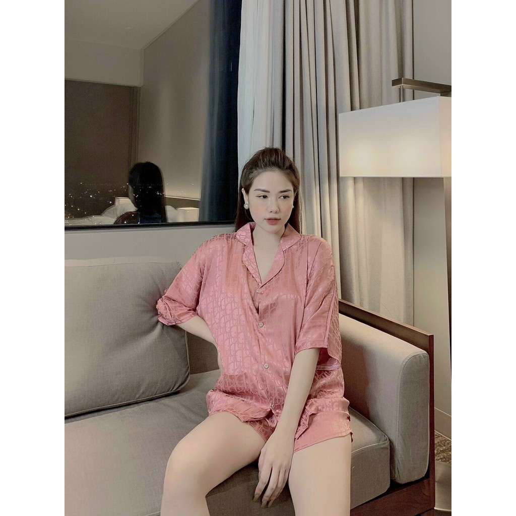 Đồ Bộ Phi Lụa Đùi Ngắn, Pijama Lụa Cao Cấp, Đồ Bộ Họa Tiết Trang Nhã