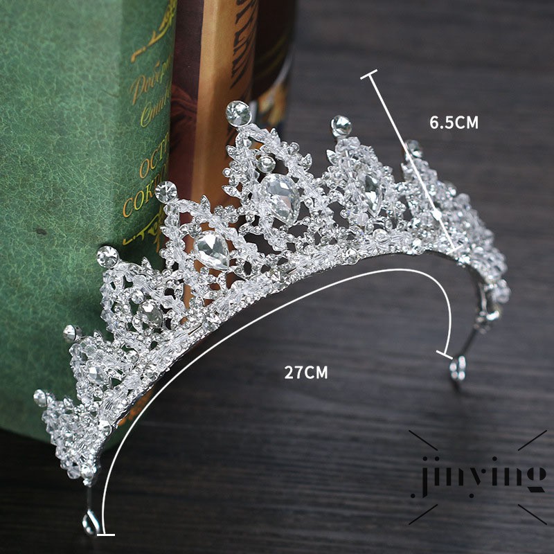 Vương miện cài tóc GETNOIVAS đính đá pha lê màu bạc phong cách baroque cho cô dâu