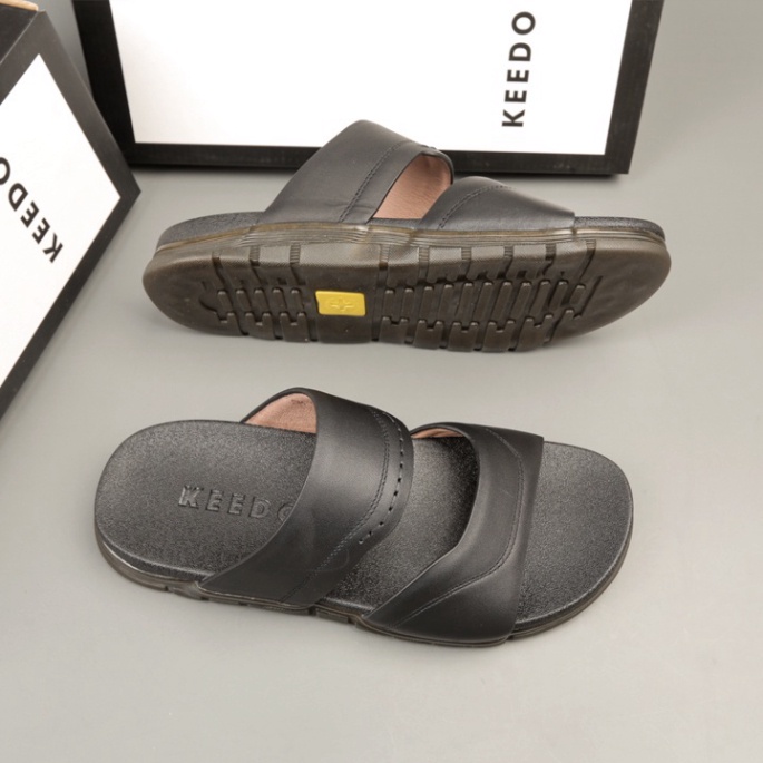 Dép quai ngang hàng hiệu da bò thật KEEDO DR0105