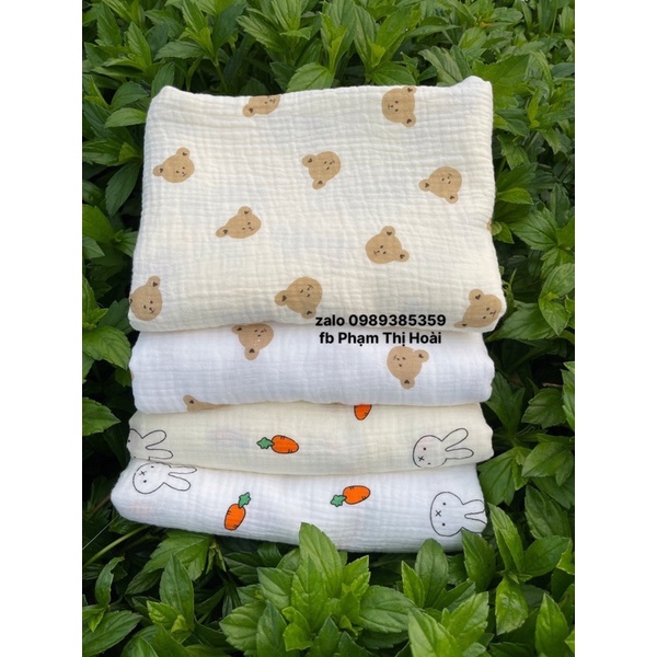vải xô con gấu tai trái tim siêu hot,vải 2 lớp mềm mịn thấm hút mồ hôi dùng may khăn mặt,khăn tắm,quần áo cho bé sơ sinh