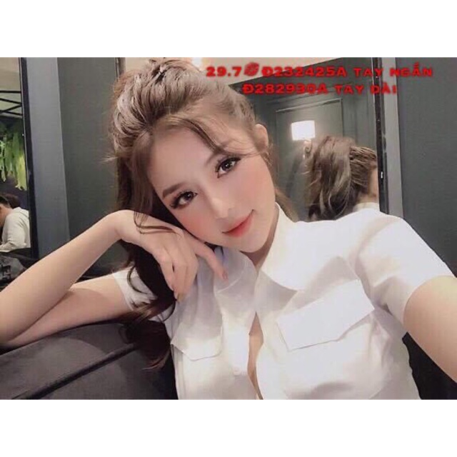 Áo sơ mi ngắn tay 2 túi - freesize dưới 55kg- Carotshop