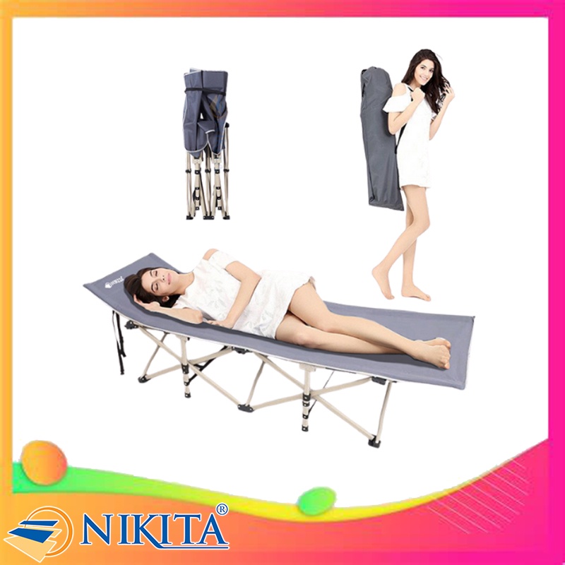 Giường xếp du lịch, vải bạt 3D chống thấm, chống bám bụi, xếp gọn kèm túi du lịch - NIKITA