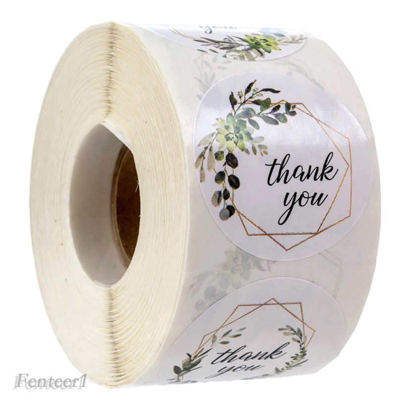 Set 500 nhãn dán tròn in chữ Thank you độc đáo