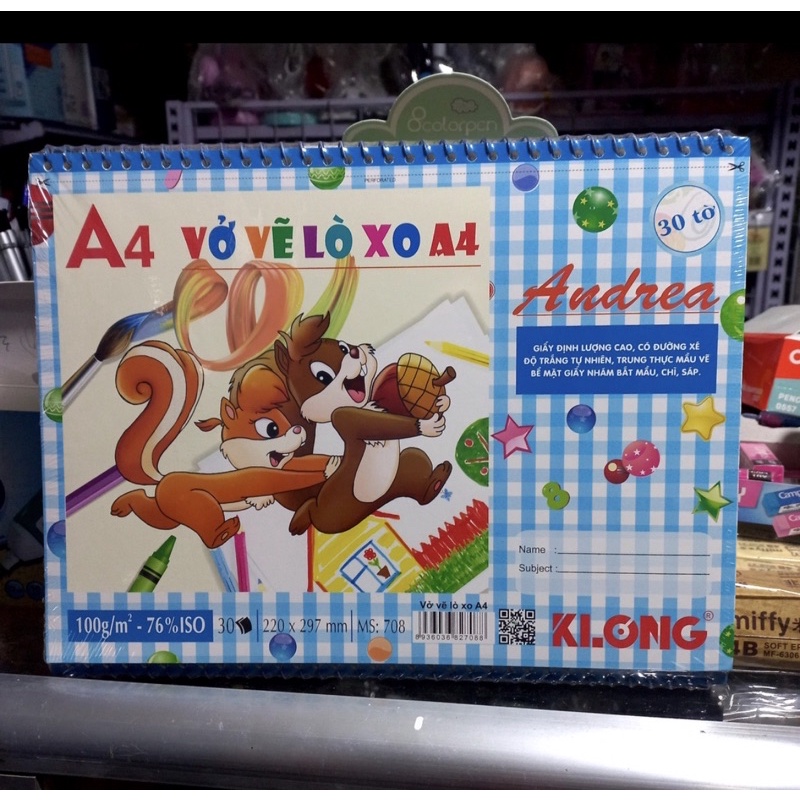 Vở vẽ A4 lò xo 20 tờ giấy dày hiệu KLONG