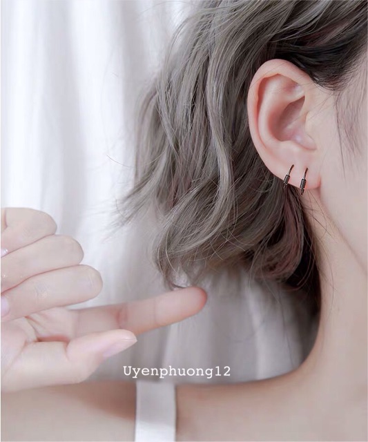 (ĐỌC KĨ TRƯỚC KHI MUA) 1 CHIẾC khuyên tai bông tai bạc rằn mảnh đeo vành sụn tai