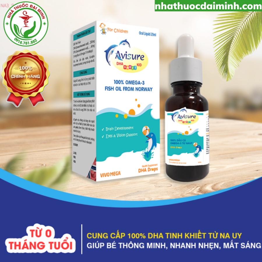 Avisure DHA Smart Kid Cho Trẻ Sơ Sinh 100% Dầu Cá Tự Nhiên