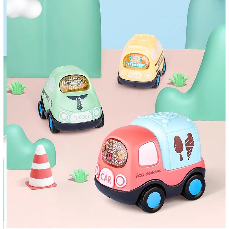 Set Đồ Chơi Ô Tô Chạy Đà Quán Tính : Xe Cứu Hỏa,Cứu Thương,Cảnh Sát,Taxi,Xe Bus, Kem Dễ Thương