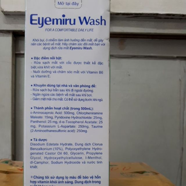 Dung dịch rửa mắt Nhật Bản Eyemiru Wash: date mới 8-2022