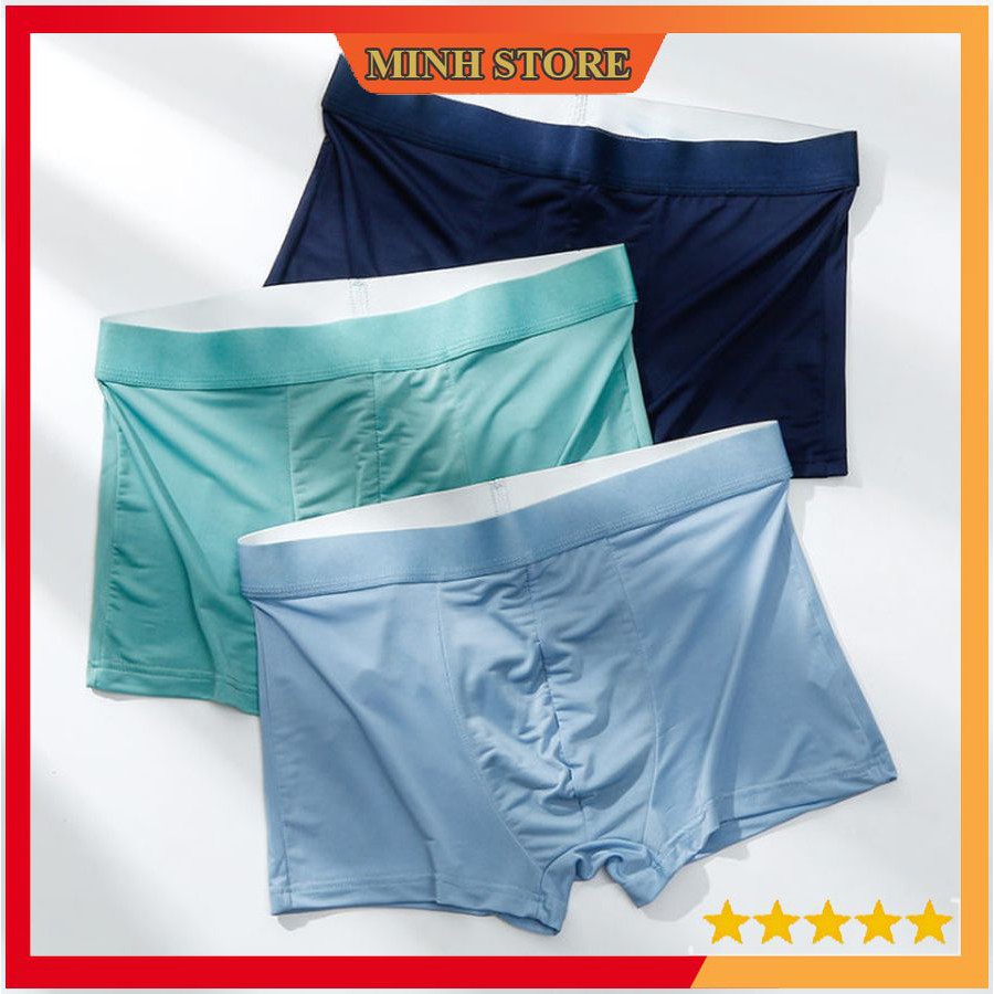 COMBO 3 Quần lót nam BOXER, quần sịp nam đúc lụa băng tự nhiên 100% thoáng khí,co giãn cao cấp SL02 - Minhstore66