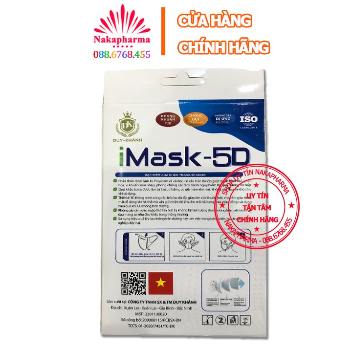 Khẩu trang y tế iMask 5D Duy Khánh – Công nghệ kháng khuẩn tối ưu, chống bụi, không gây dị ứng, dễ thở - 3D i-Mask
