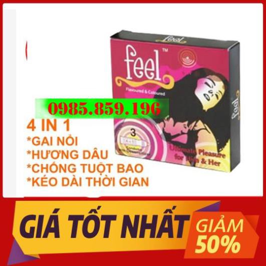 Bao cao su Feel 4 in 1 kéo dài thời gian quan hệ tình dục hộp 3 chiếc