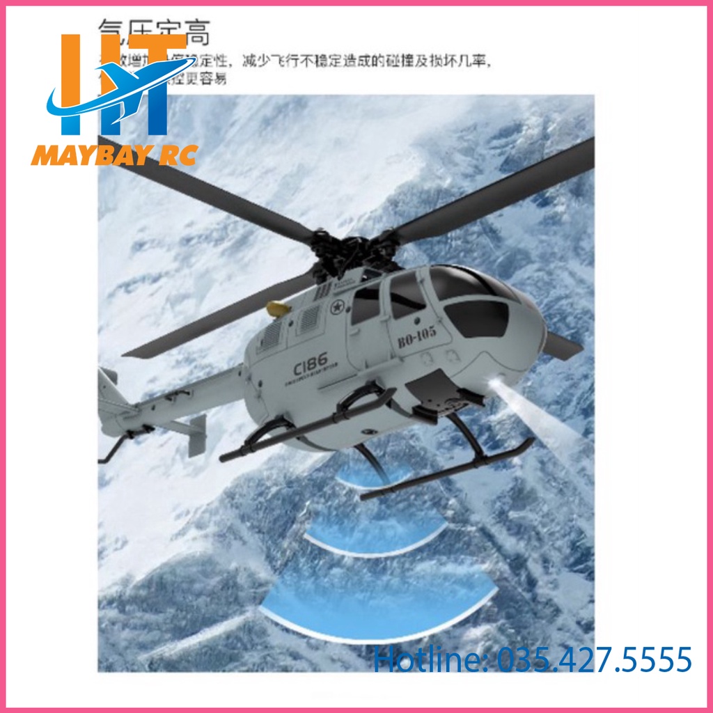 Máy Bay Trực Thăng C186 Scale BO105 4CH 6 Axis Gyroscope 2.4G RC Helicopter RTF