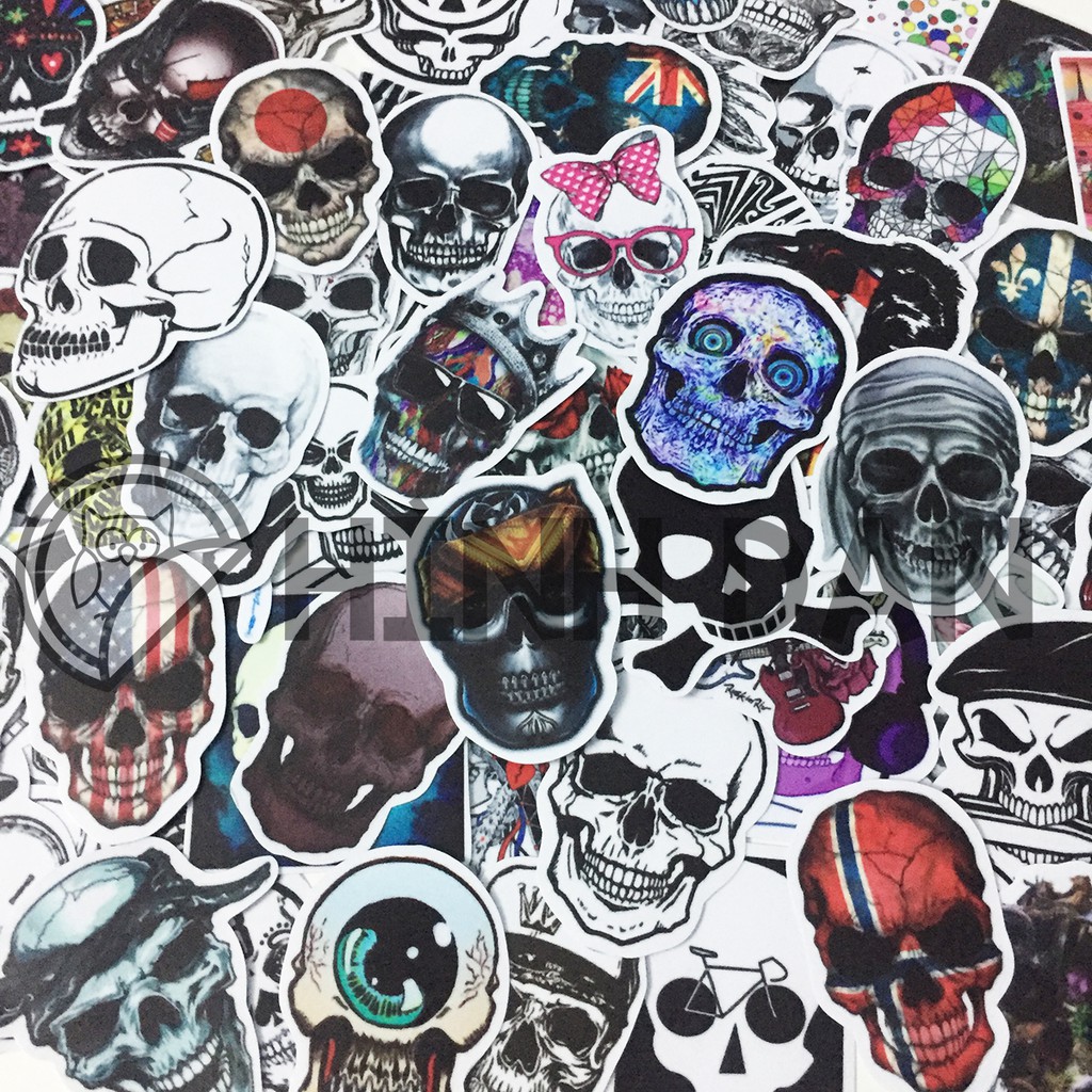 Sticker ĐẦU LÂU - SKULL decal hình dán chống nước trang trí xe, laptop, nón bảo hiểm