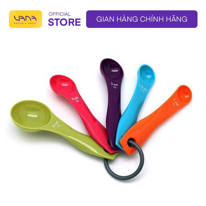 BỘ THÌA ĐONG NGUYÊN LIỆU NHỰA 5 MÀU