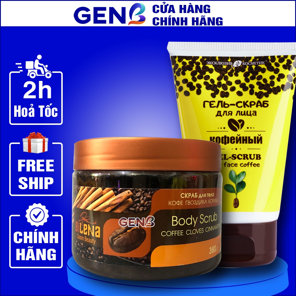 Tẩy Tế Bào Chết Body Quế Hồi Toàn Thân Cà Phê CHÍNH HÃNG EXCLUSIVECOSMETIC GEL 380g - Kem tẩy Da Chết Body Cafe GENB