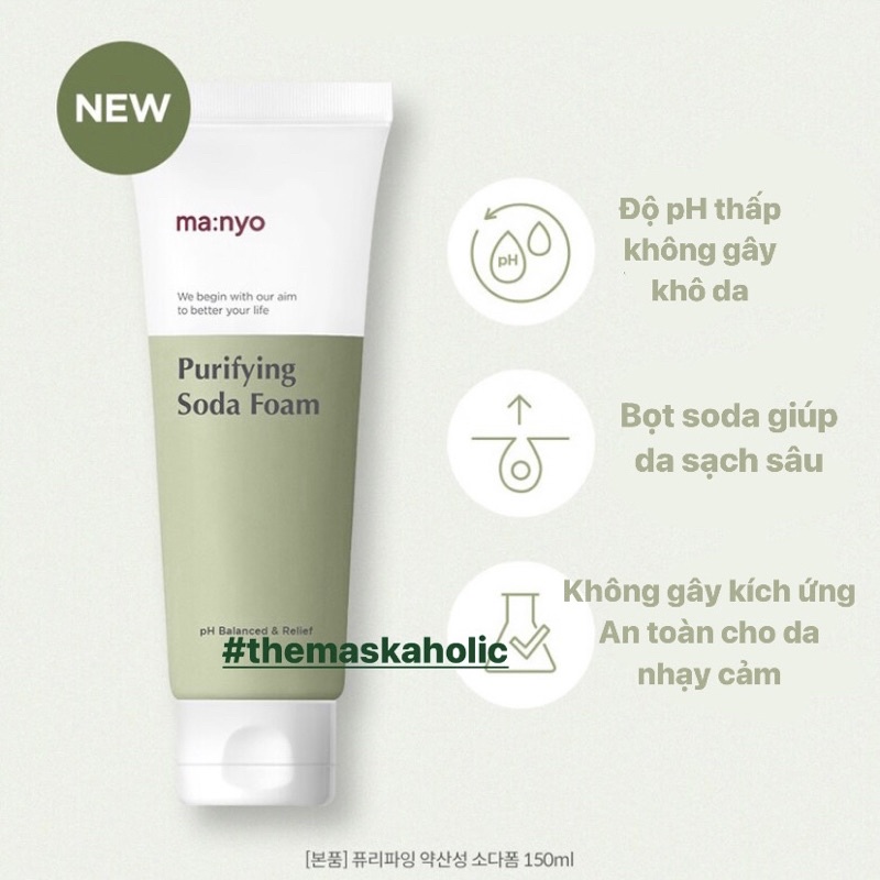 Sữa rửa mặt sạch sâu cho da dầu mụn Manyo Purifying Soda Foam