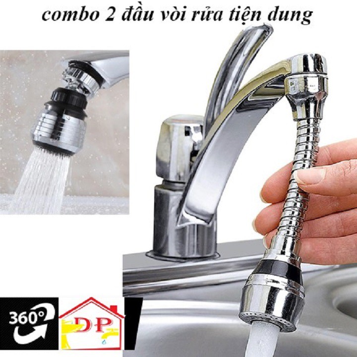 Combo 2 đầu vòi rửa tăng áp 360 độ dài, ngắn DV01-DV02