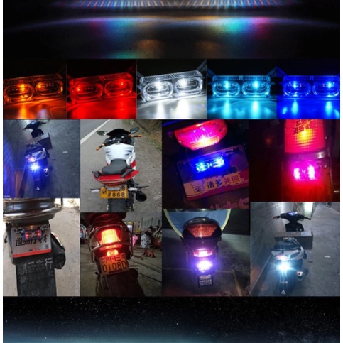 Đèn led RGB KEVANLY nhiều màu cảnh báo phanh dừng gắn biển số xe máy
