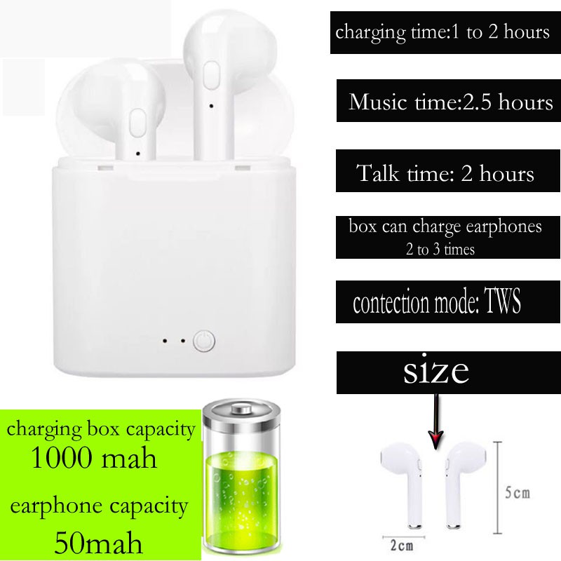 i7s TWS Bluetooth Wireless Earphones For Samsung Android Xiaomi Huawei Phones  i7s tai nghe