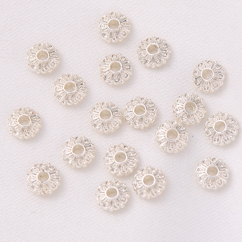 Bộ Hạt Tròn Dẹt Mạ Bạc 10 Màu Làm Vòng Tay/Dây Chuyền Thủ Công diy