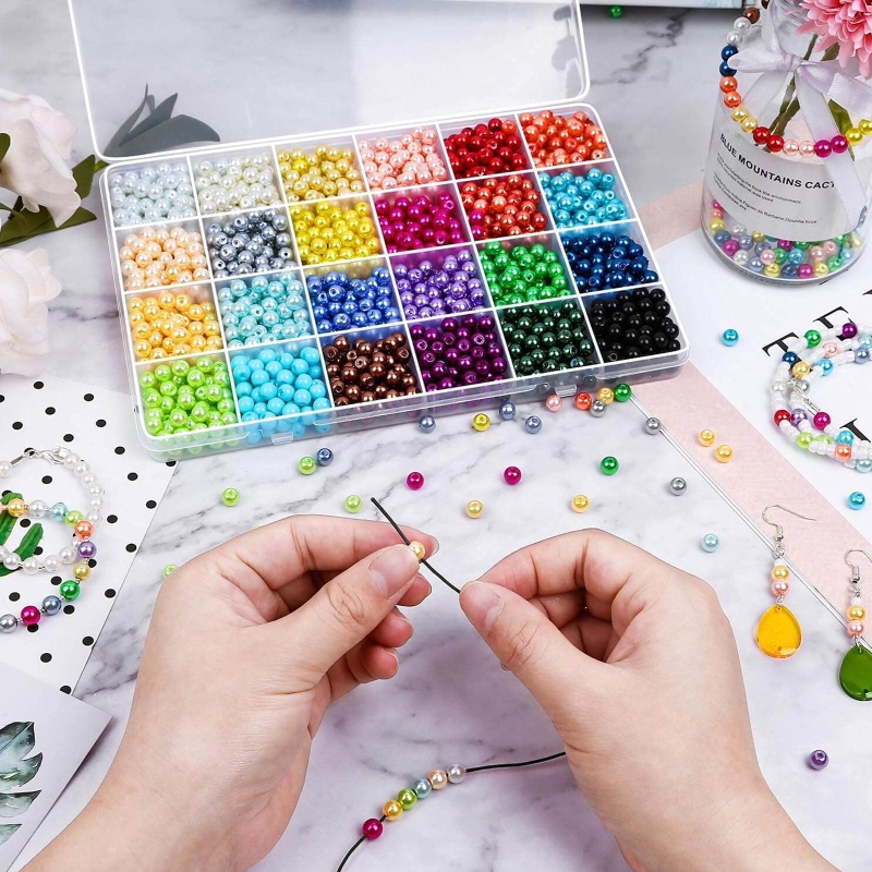 Sa Set 1680 Hạt Xỏ Lỗ Nhiều Màu Sắc Dùng Để Làm Đồ Trang Sức Thủ Công