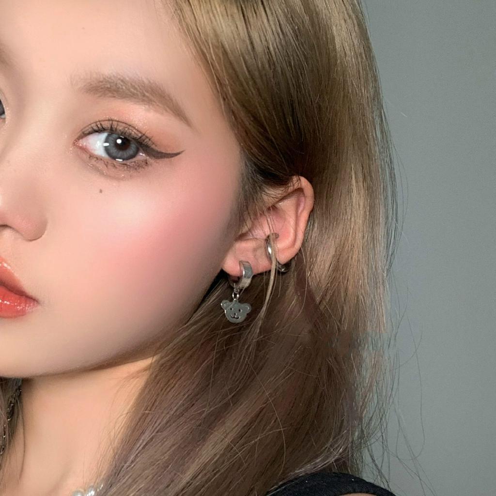 Bông Tai Dạng Kẹp Hình Gấu Đơn Giản Dễ Phối Đồ 22466