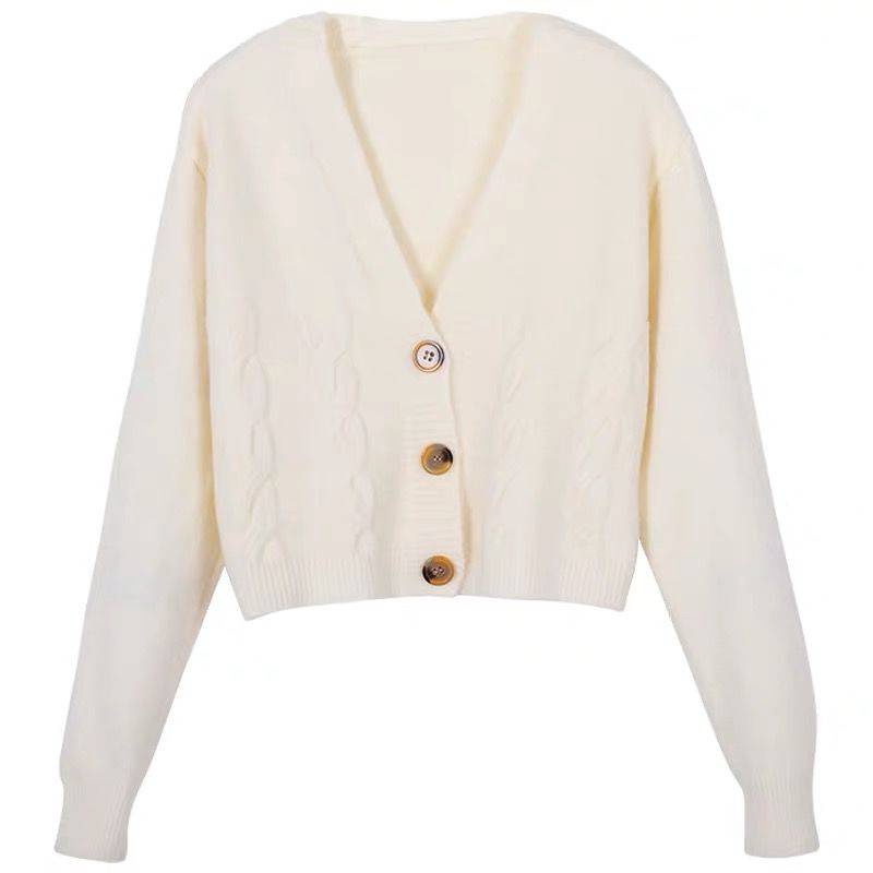 Áo croptop cardigan Áo Khoác Cardigan Dệt Kim Cổ Chữ V Dáng Ngắn Màu Tím Phong Cách Thời Trang Mới 2021 Dành Cho Nữ
