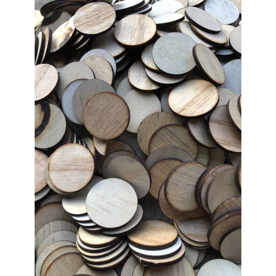 Set 50 miếng gỗ hình tròn làm đồ handmade