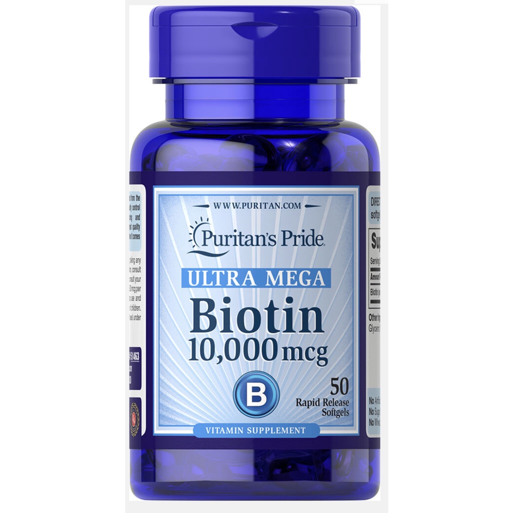 Viên uống mọc tóc, giảm rụng tóc Puritan's Pride Ultra Mega Biotin 10000 mcg 50 viên-100 viên