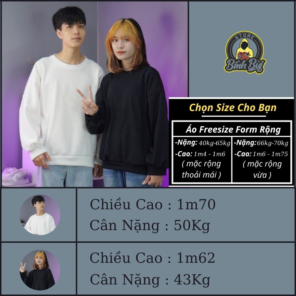  Áo Sweater Nỉ Nam Nữ Form Rộng Phong Cách Ulzzang Bình Bùi Store | BigBuy360 - bigbuy360.vn