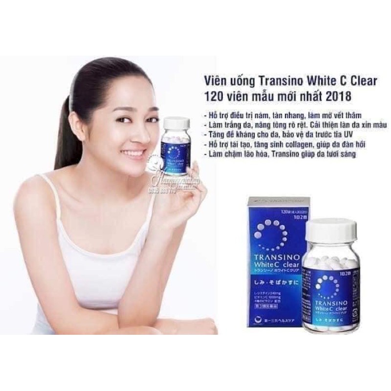 [Mã 77FMCGSALE giảm 8% đơn 500K] Viên Uống Transino White C Xanh 120 viên Nhật Bản trắng da, mờ thâm nám | BigBuy360 - bigbuy360.vn