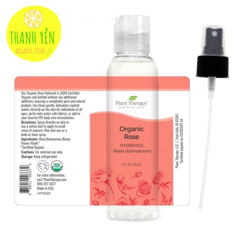 Nước Hương Hoa Hydrosol Hoa Hồng Hữu Cơ Plant Therapy 4oz  - Organic Rose Hydrosol