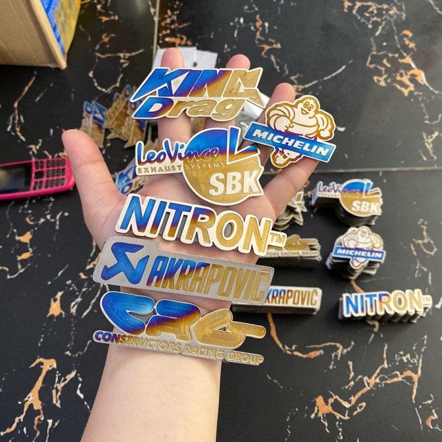 Logo titan King Drag, Leovince, Nitron, Michelin, Akpovic, CRG luôn keo 3M Cao Cấp