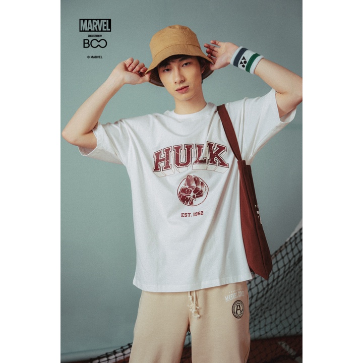 Áo Thun BOO Unisex Dáng Oversize Vải Cotton Cao Cấp In Graphic Hulk Marvel Comic BZL