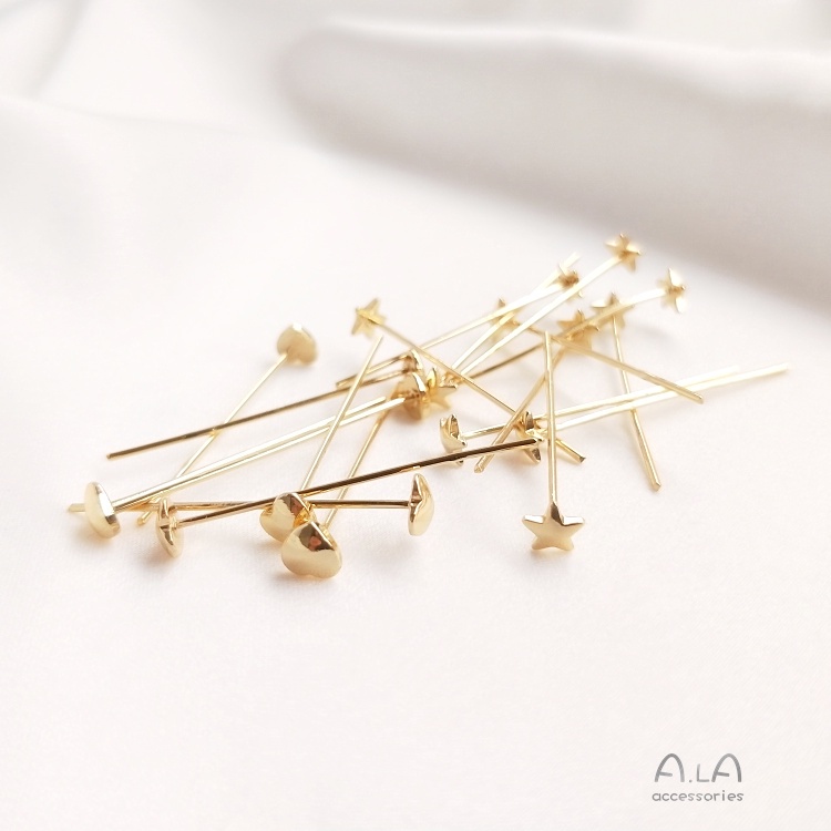 Phụ Kiện Kim Gài Trang Sức Bằng Đồng 14K Hình Ngôi Sao Trái Tim Năm Cánh Màu Sắc