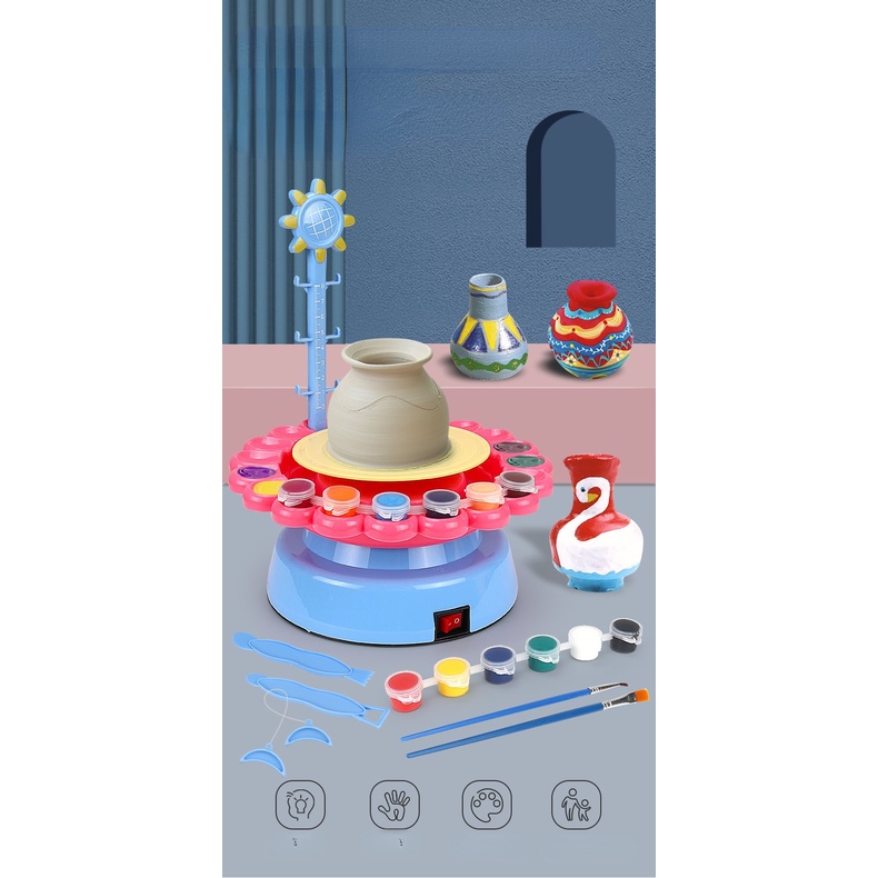 Bộ đồ chơi máy làm gốm sứ mini DIY cho trẻ em