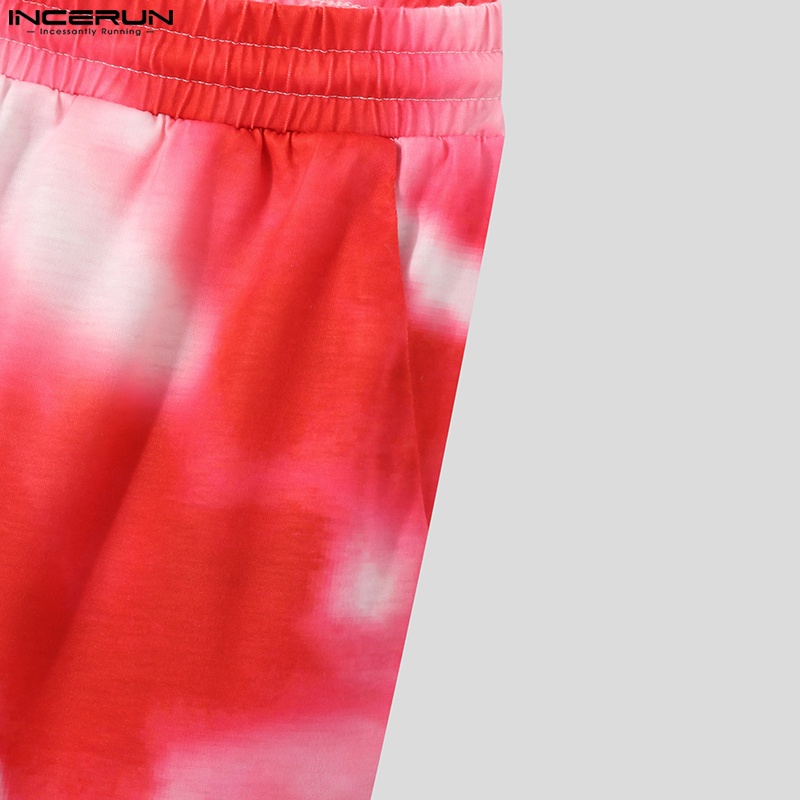 Bộ áo ba lỗ + quần đùi hoạ tiết màu nhuộm thời trang nam INCERUN