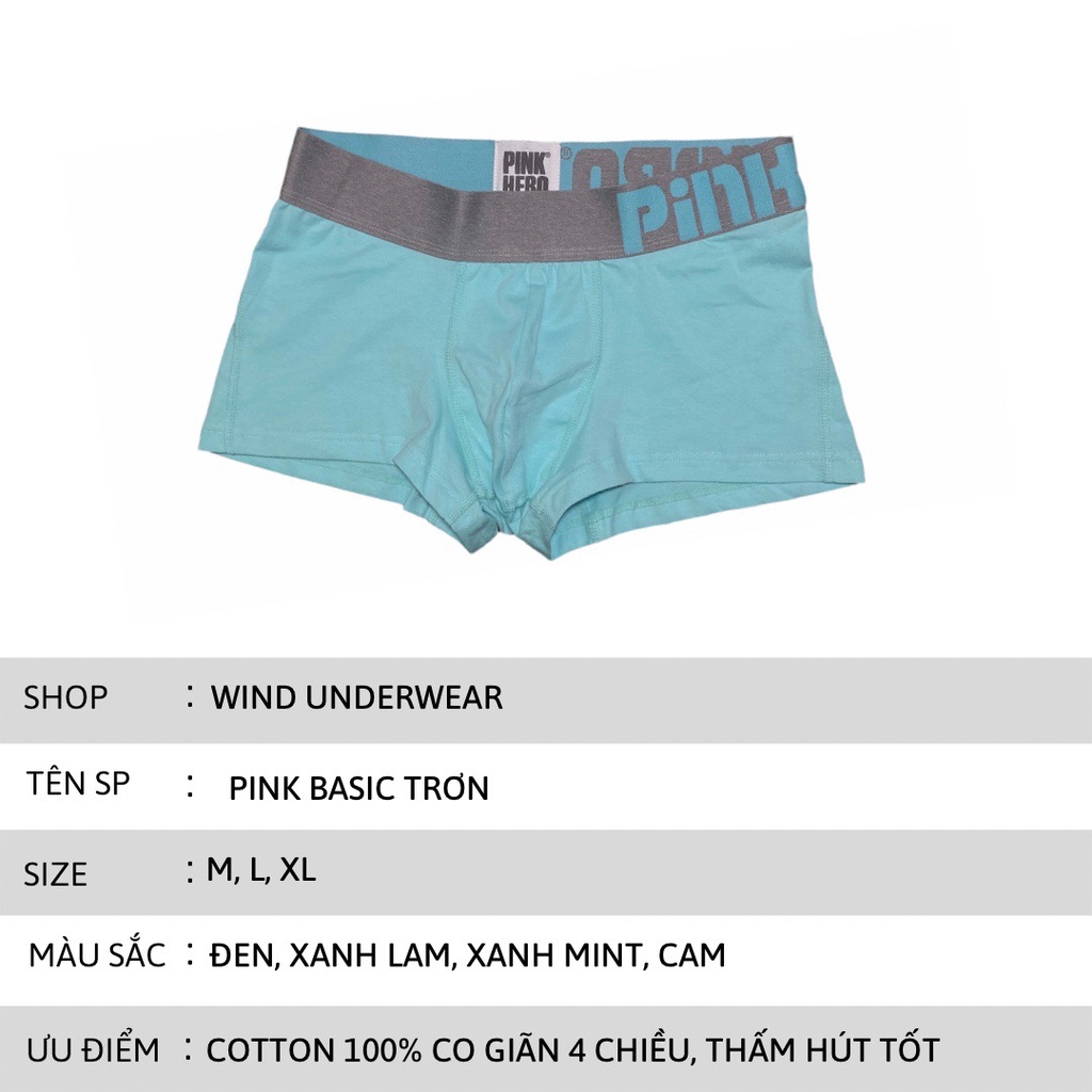 Quần sịp nam đùi boxer cao cấp đẹp chất vải cotton thấm hút mồ hôi tốt WIND PINK BASIC