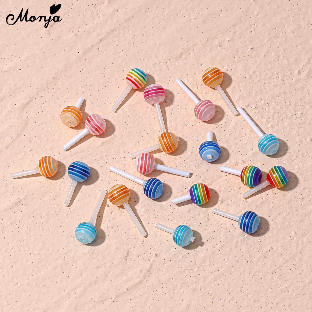 Túi 20 phụ kiện đính móng tay nghệ thuật MONJA kiểu nơ/ bướm/ mặt cười/ kẹo mút/ váy 3D nhựa resin nhiều màu xinh xắn