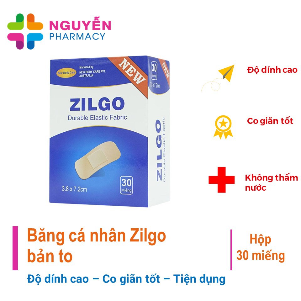 Băng cá nhân Zilgo bản to - Độ dính cao, co giãn tốt, tiện dụng