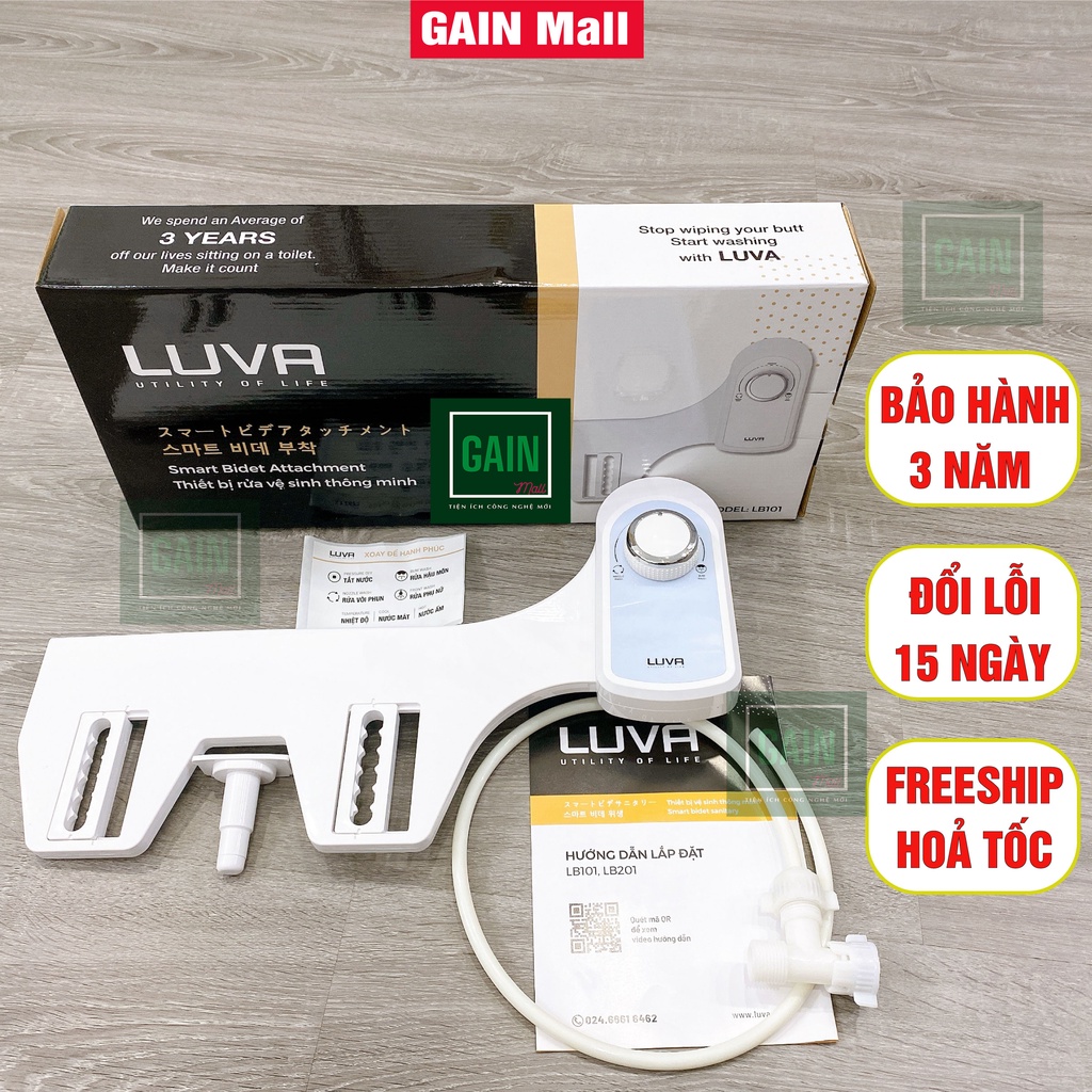 Vòi xịt vệ sinh thông minh Luva Bidet LB101, BH 3 năm, không dùng điện, điều chỉnh áp lực phun