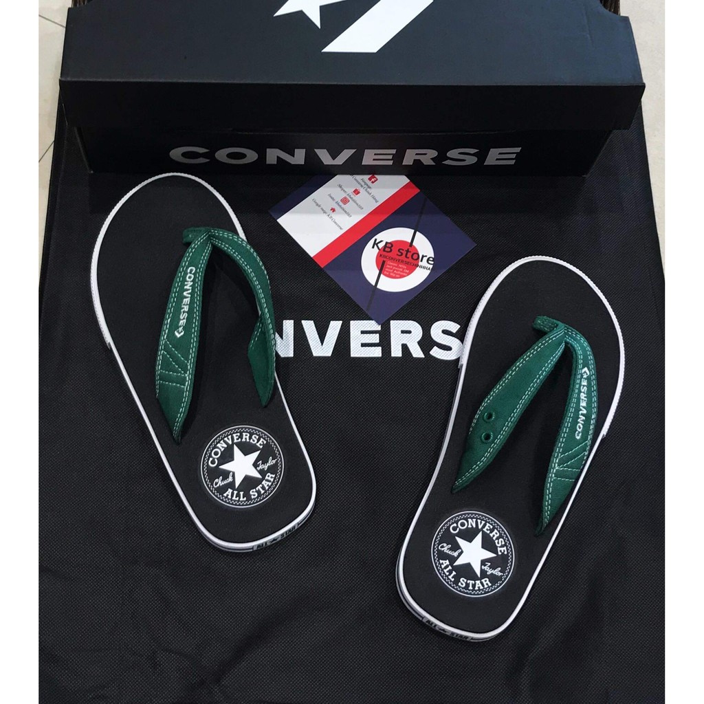 Dép Converse đen quai xanh lá