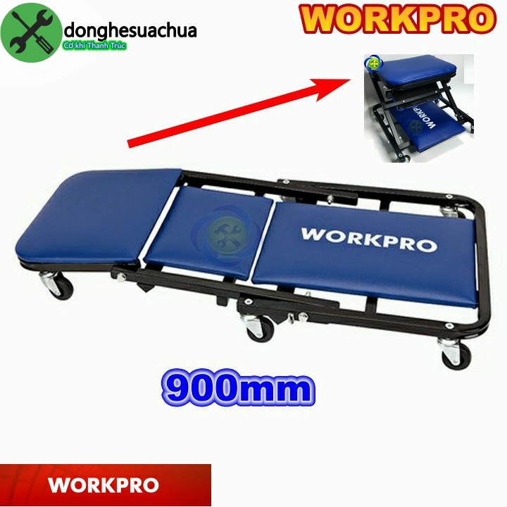 Xe nằm làm việc WORKPRO W111005 có bọc nệm màu xanh xe dài 900mm