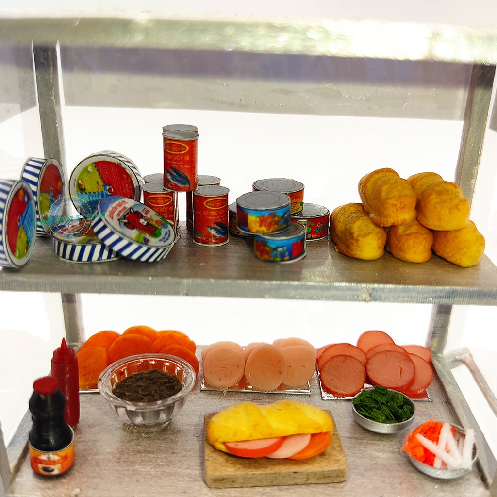 Mô Hình Xe Hàng Rong Sài Gòn Thu Nhỏ Tự Ráp - Xe Bánh Mì Việt Nam - HR13