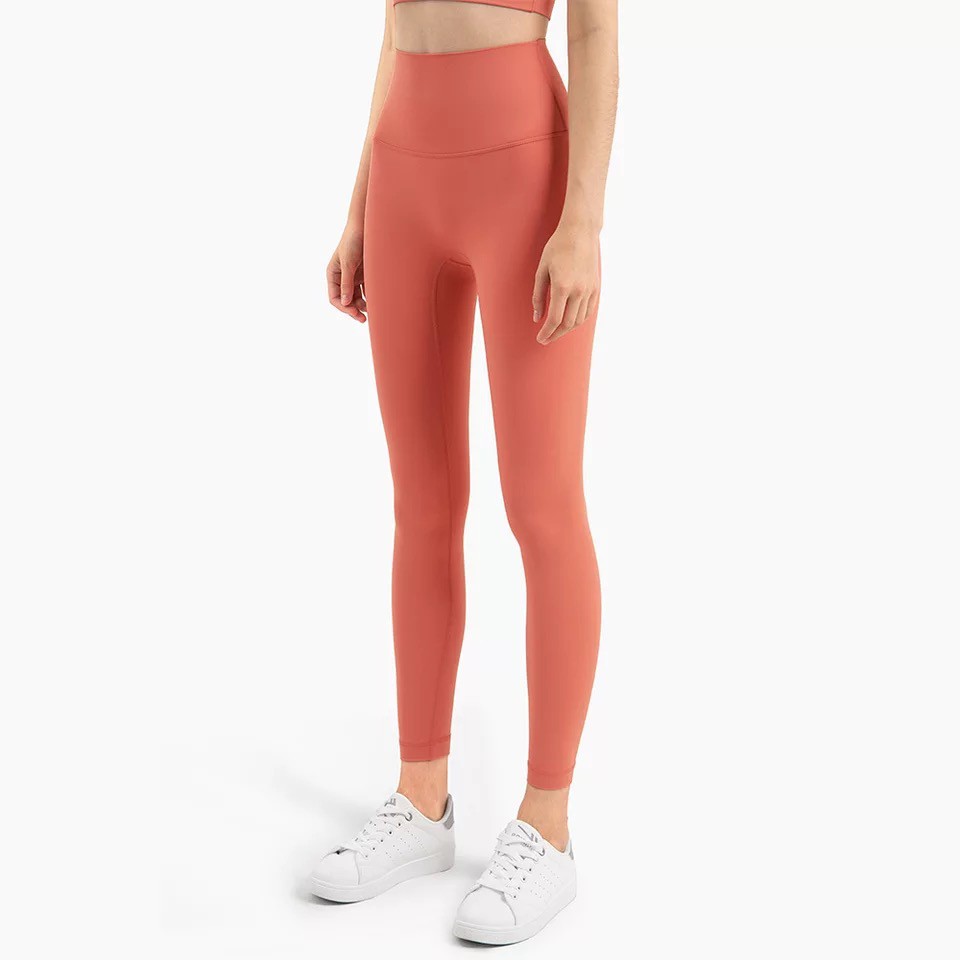 Quần legging eo cao màu trơn tập thể dục/yoga