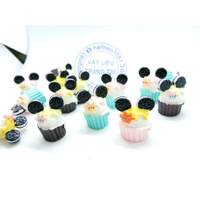 Charm bánh cupcake oreo orio phụ kiện trang trí slime