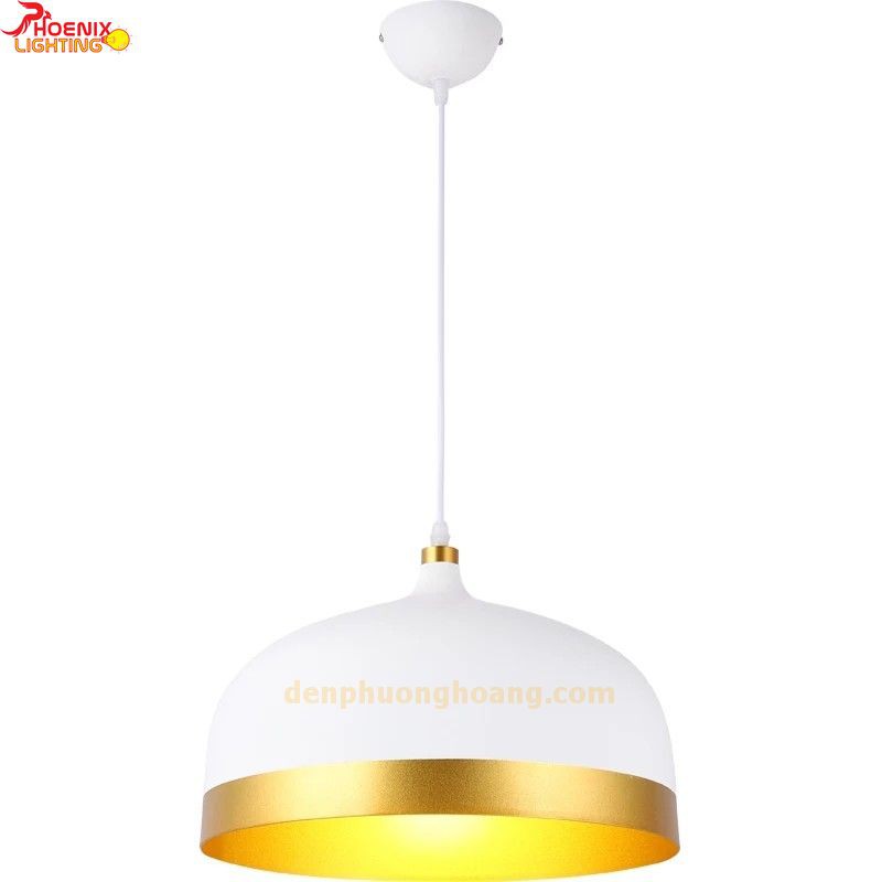 Đèn thả trần trang trí chao nhôm viền vàng D330 (Tặng kèm bóng LED)
