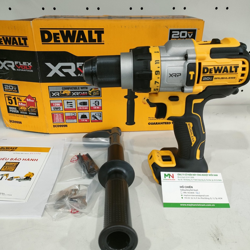 CHÍNH HÃNG - Thân máy khoan dùng pin 18V/ 20Vmax -54V/ 60Vmax Dewalt DCD999N (chưa pin, sạc)