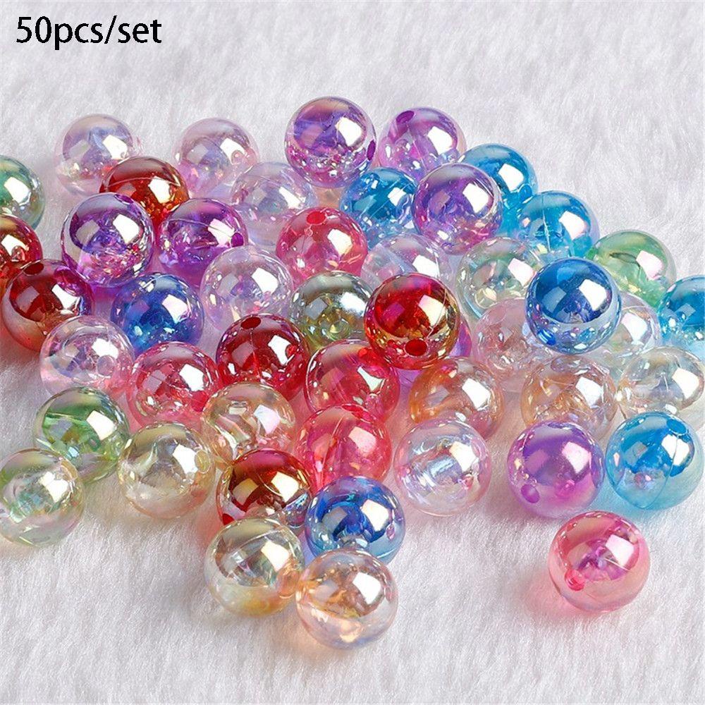 ⚝Hecceh⚝ Bộ 50 Hạt Nhựa Acrylic Có Lỗ Nhiều Màu Sắc Dùng Làm Trang Sức Thủ Công DIY