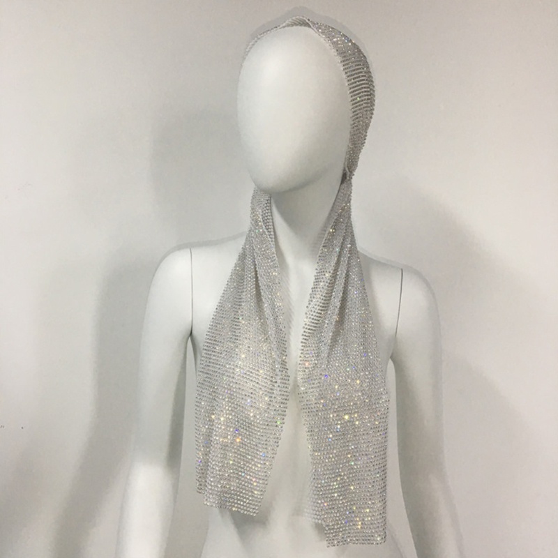 Khăn Trùm Đầu Dạng Lưới Đính Đá Pha Lê Cho Nữ Rave Pa